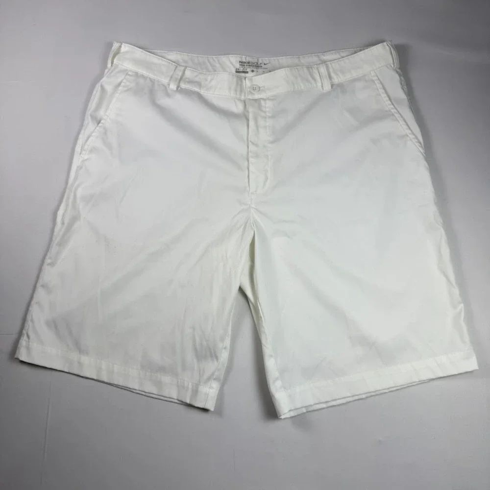 Nike Golf Tour Performance Dri-FIT Shorts Mens 38 White Solid Flat Front Golf